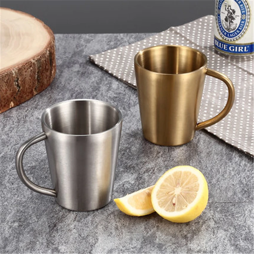 304 двухслойная чашка для воды из нержавеющей стали с ручкой кружка пива