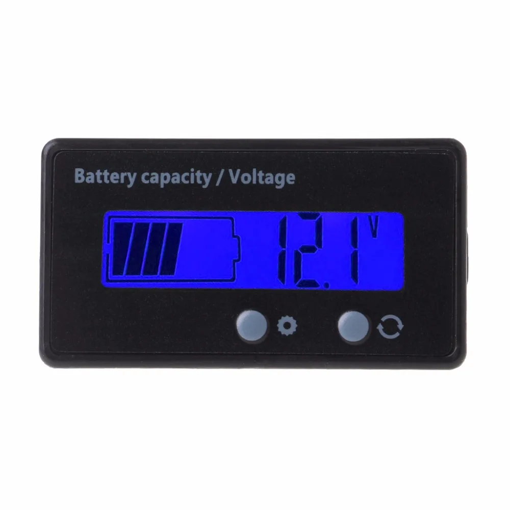 

8-70V Blue LCD Acid Lead Lithium Battery Capacity Indicator Voltmeter Gauge 2in1