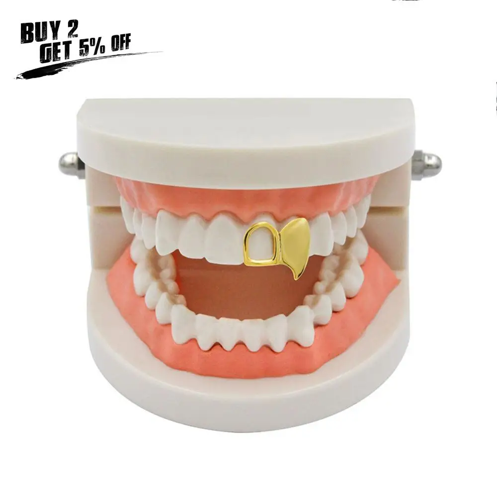 Двойная крышка JINAO Fang Grillz желтая золотая розовая Посеребренная Canine два зуба