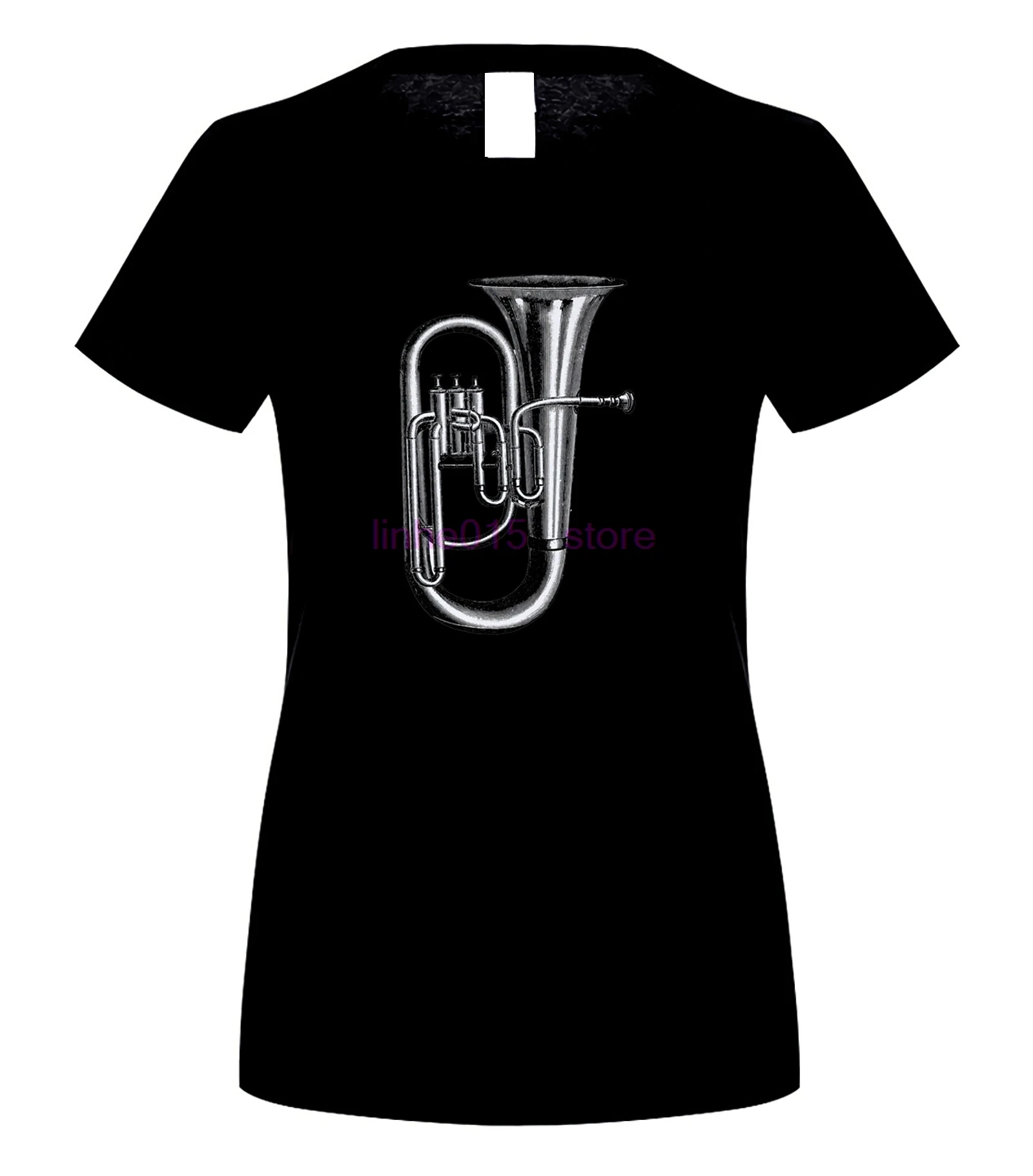 Винтажная футболка с трубой саксором латунным духовым инструментом ретро-эскиз