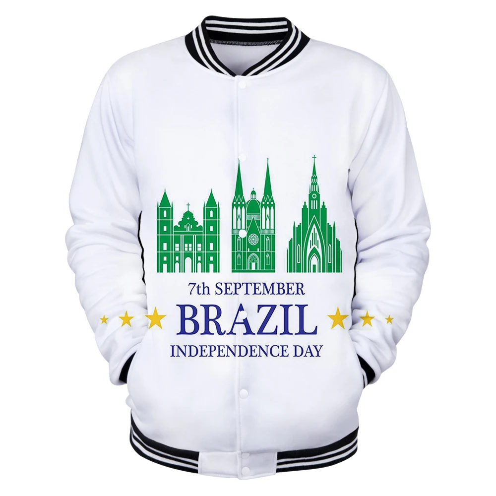 

Frdun Brazil September 7 Brazil Independence Day National Holiday Baseball Uniform Men/Women Harajuku Baseball Jacket Clothes