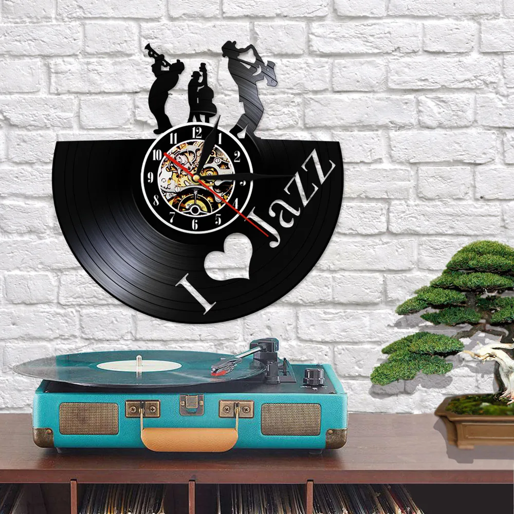 Blues Джаз настенные часы в виде скрипичного ключа виниловых пластинок Винтаж 12