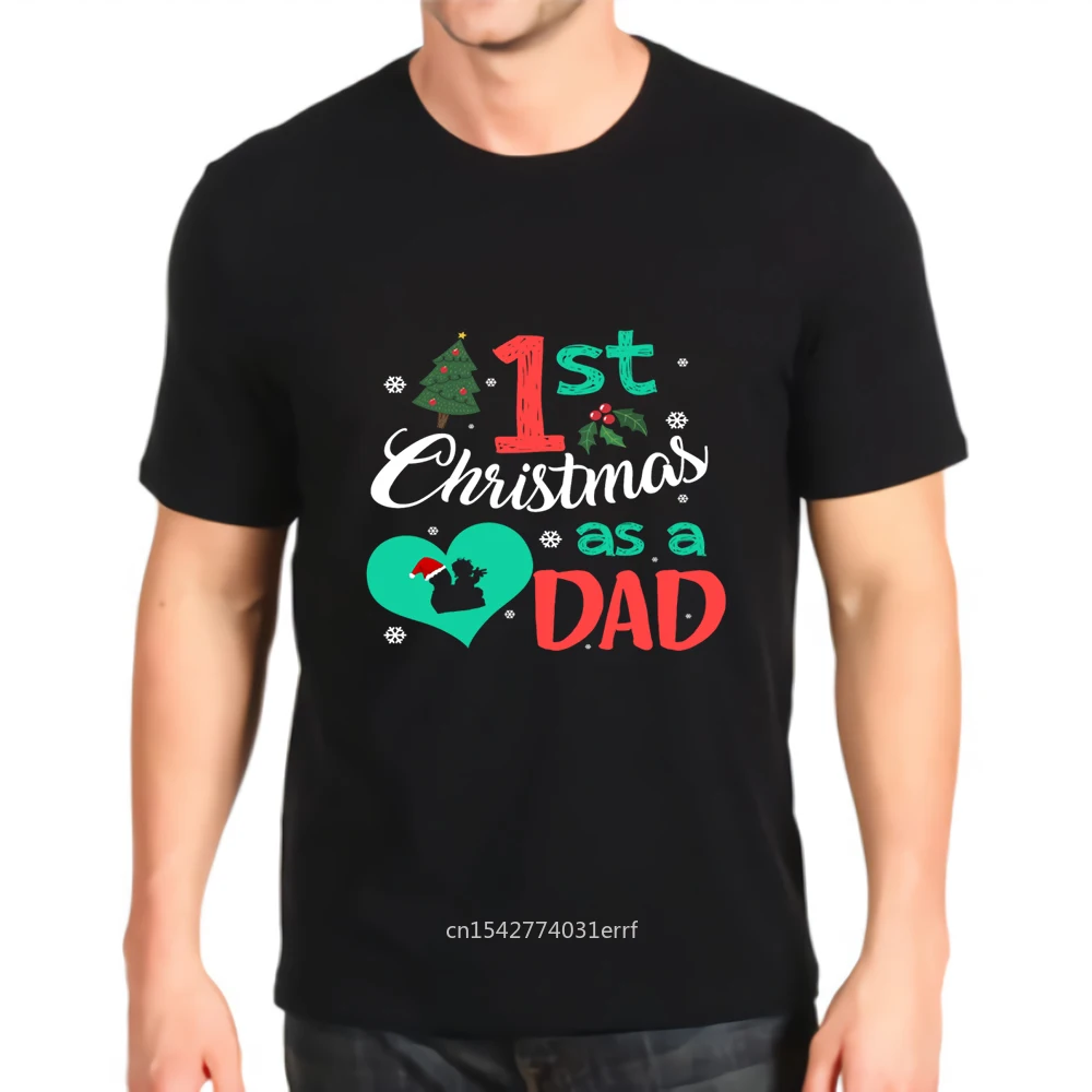 

New Fashion Men S 1st Christmas As A Dad Xmas Gifts Top Mens Loose Customization Tees