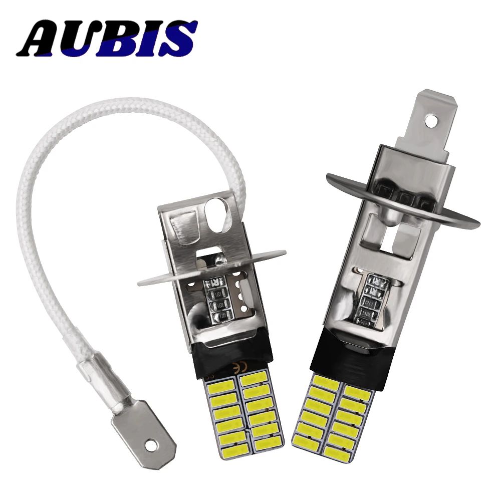

2pcs H1 H3 Front Back Fog Light 4014 24smd Car led Replacement For Vehicle Auto Fog Bulbs 6000K White 12V Vehicle Foglamp