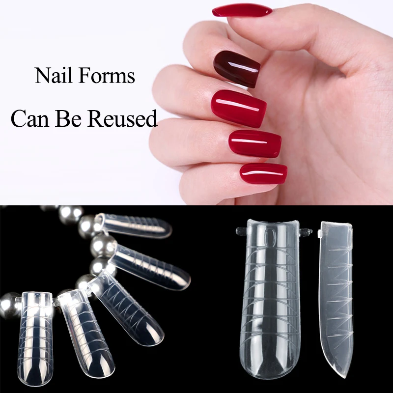 

120pcs/bag Nail Forms Tips Extension Poly Nail Gel Mold Fake Nails Upper Forms For Nails Quick Building Gel Mold Tips