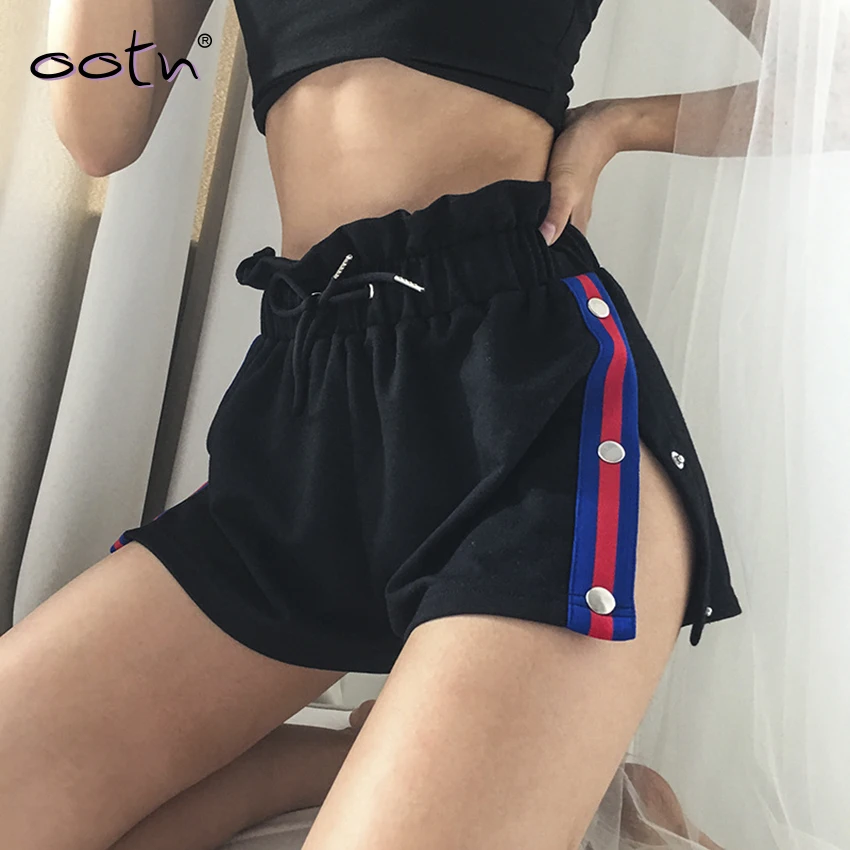 Шорты женские с завышенной талией уличная одежда на пуговицах шнуровке хит