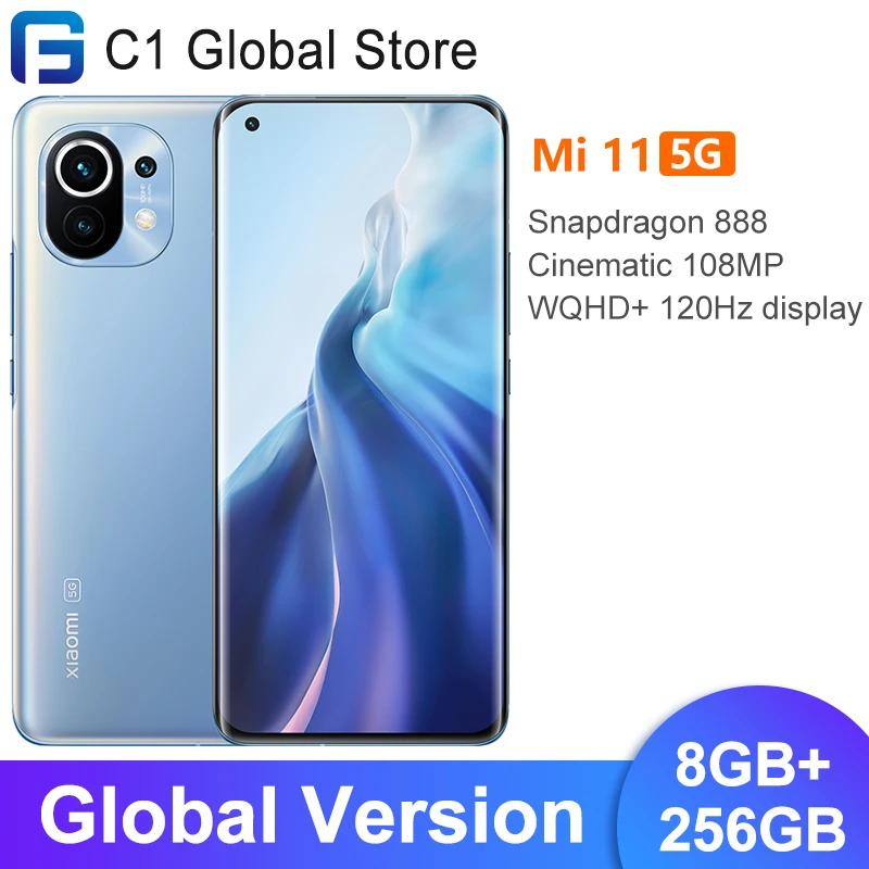 Глобальная версия Xiaomi Mi 11 смартфон 8 Гб оперативной памяти 256 ГБ ROM Snapdragon 888 Octa Core 55
