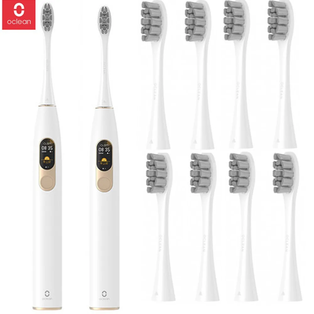 Глобальная версия Oclean X sonic электрическая зубная щетка 8 шт головок Водонепроницаемая ультра звуковая Быстрая зарядка цветной экран зубная щетка - Цвет: 2 set toothbrushes