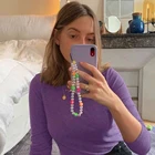 Яркий цветок, яркий ремешок, прозрачные бусины, ремешок с защитой от потери, мягкий керамический подвесной шнур, украшения сделай сам, аксессуары для мобильного телефона