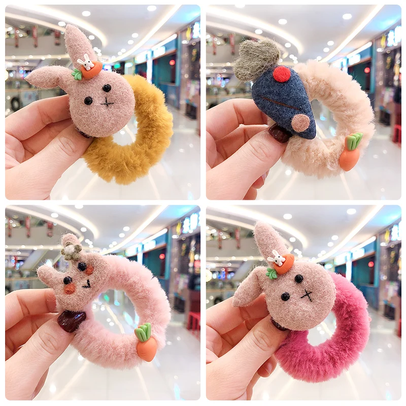 Детские милые карамельные нейлоновые резинки с морковкой и кроликом Резинки для