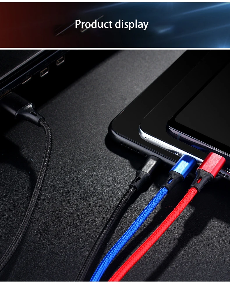 3 в 1 USB кабель Быстрая зарядка кабель для передачи данных для iPhone XS Max XR X 8 7 кабель зарядного устройства микро-usb type-c кабель для samsung S9 s8 нейлон