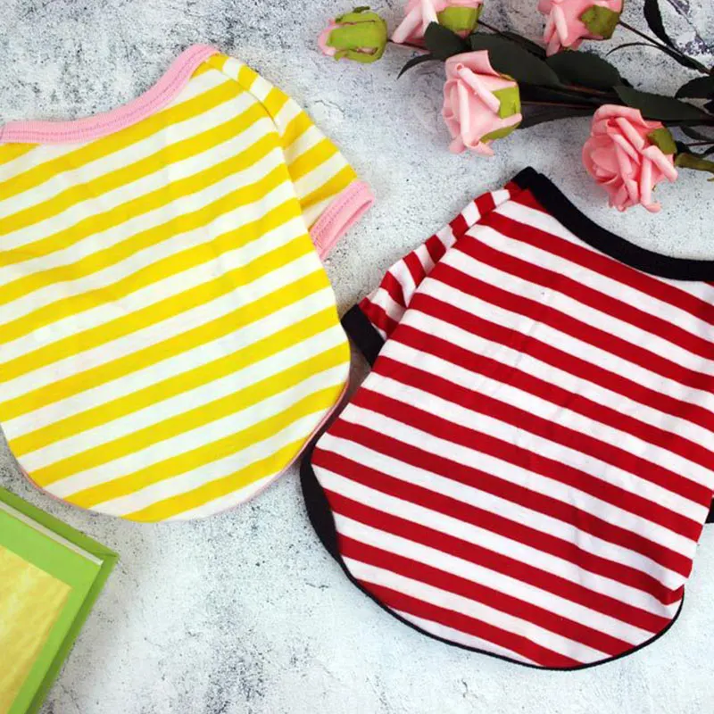 

Dog Clothes Soft T-shirt Thin Vest Striped Round Neck T-shirt For Small And Medium Dogs Pet Puppy Vest T-shirt Dog Cloth