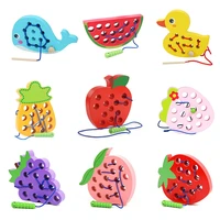 montessori puzzle game wooden toys worm eat fruit threading educational toys for children early learning montessori toys
