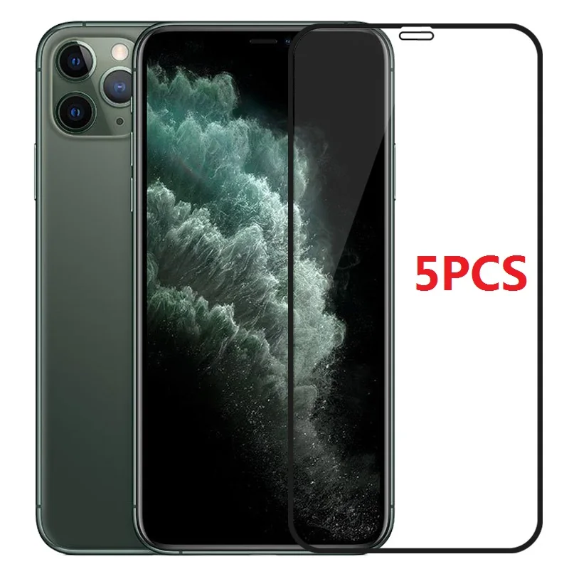 

5 шт. закаленное стекло с полным покрытием для iPhone 12 13 Mini 6 6s 7 8 Plus, защита экрана на iPhone X Xs 11 Pro Max Xr Se 2020
