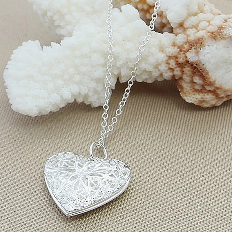 

925 Sterling Silver Photo Frame Pendant Necklace 18/20/22/24 Inch Snake Chain For Woman Charm Wedding Fashion Jewelry