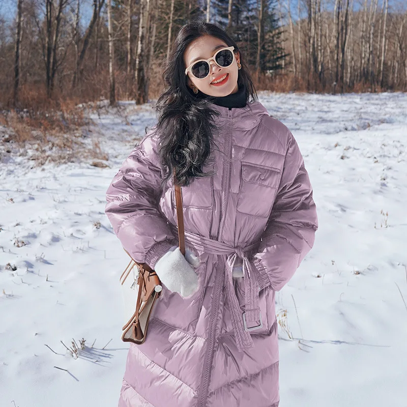 

Winter Long Down Cotton Padded Women Korean Loose Shiny Cotton Clothing Thick Warm Snow Jacket Ladies Casaco Feminino Inverno