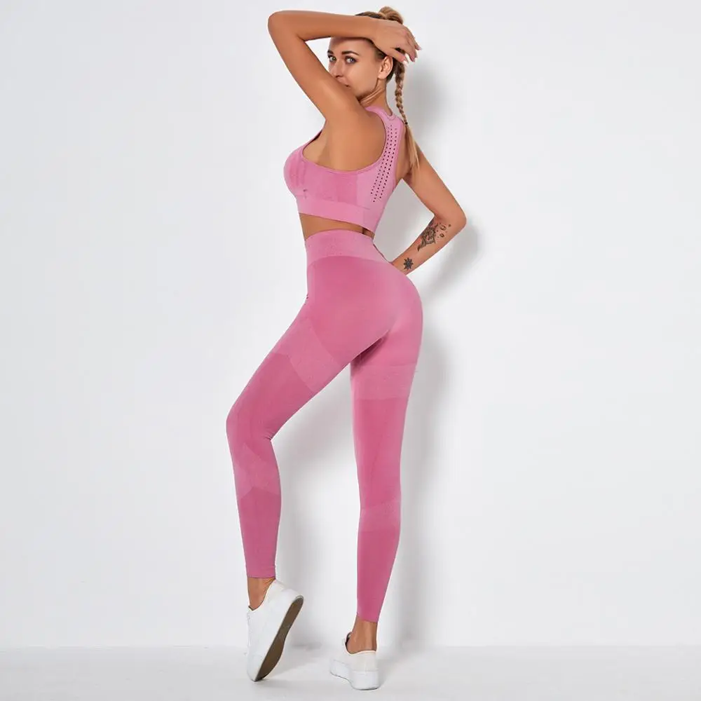 

2PCS Seamless Yoga Set Sportswear Fitness Suit Sports Bra+Leggings Gym Clothes Fitness Running Exercise Clothing Athletic Set