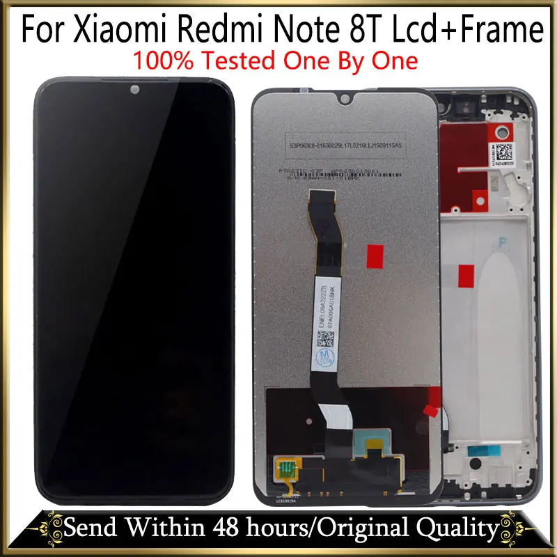 Оригинальный ЖК дисплей с рамкой для Xiaomi Redmi Note 8T сменный дигитайзер экрана 8T|display