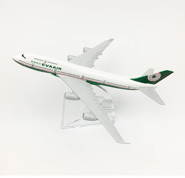 

16cm Alloy Metal TaiWan EVA Air B747 Airlines Airplane Model EVA Boeing 747 Airways Plane Model Stand Aircraft Kids Gifts