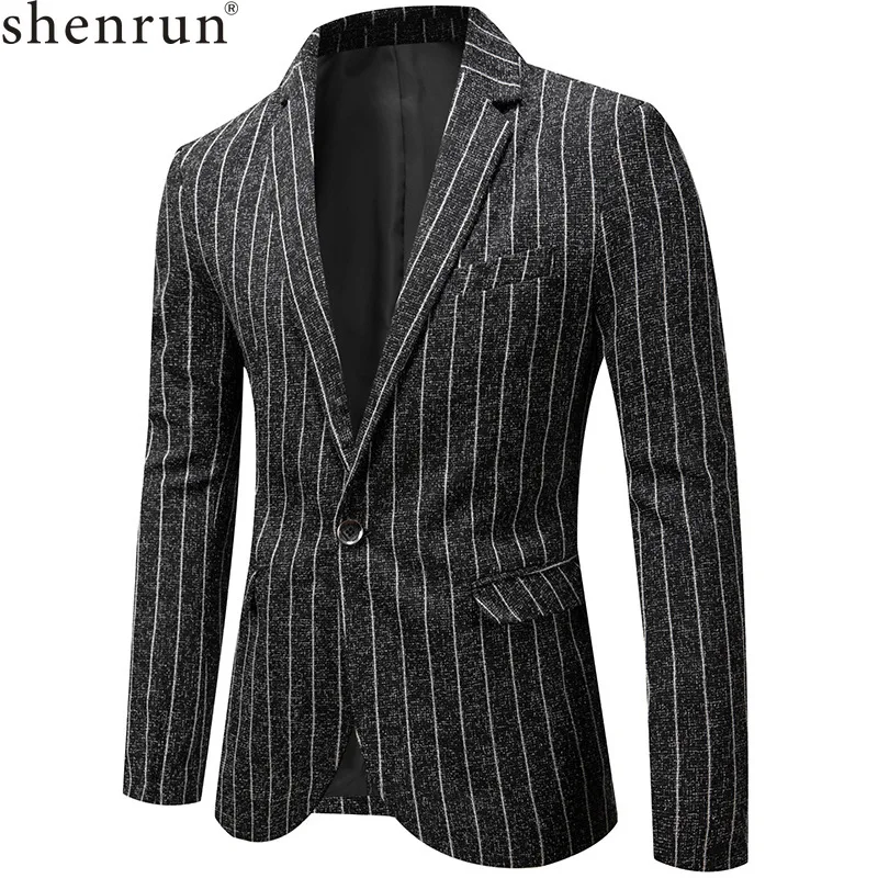 Shenrun, мужская куртка, блейзеры, черный, бежевый, синий, в полоску, костюм, куртки, весна, осень, модный мужской блейзер, для жениха, Деловой, Повседневный, формальный