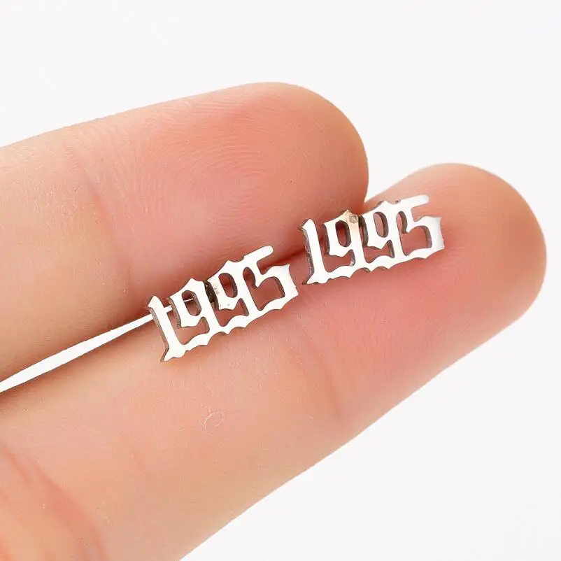 Женские серьги-гвоздики FENGLI из нержавеющей стали с цифрами подарок на день