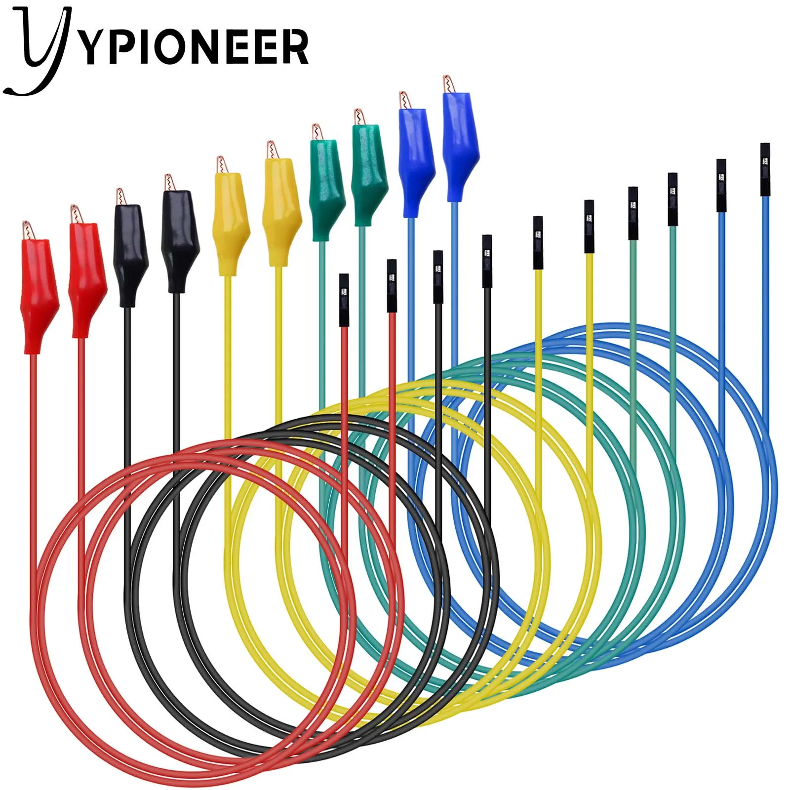 YPioneer P1531/P1533 Alligator Clips to Breadboard Jumper Wires Soft Flexible Silicone Test Leads for Electrical Testing