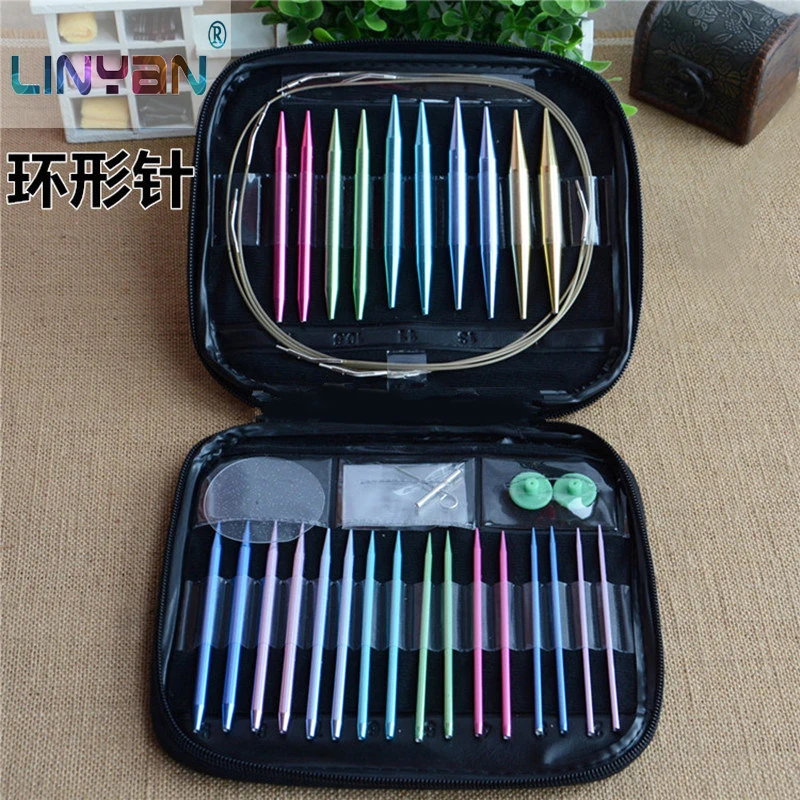 1 комплект съемные цвета оксид алюминия кольцевая игла шерстяная пряжа высшего