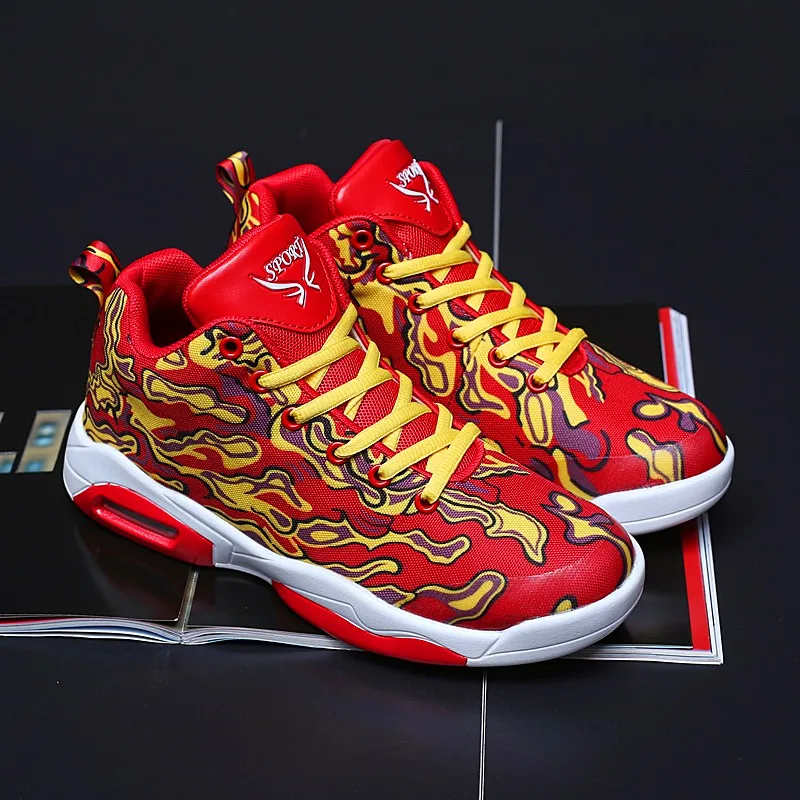 Couple shoes exclusive new unisex sneakers basketball shoes men's casual shoes colorful cloth design high elastic air cushion