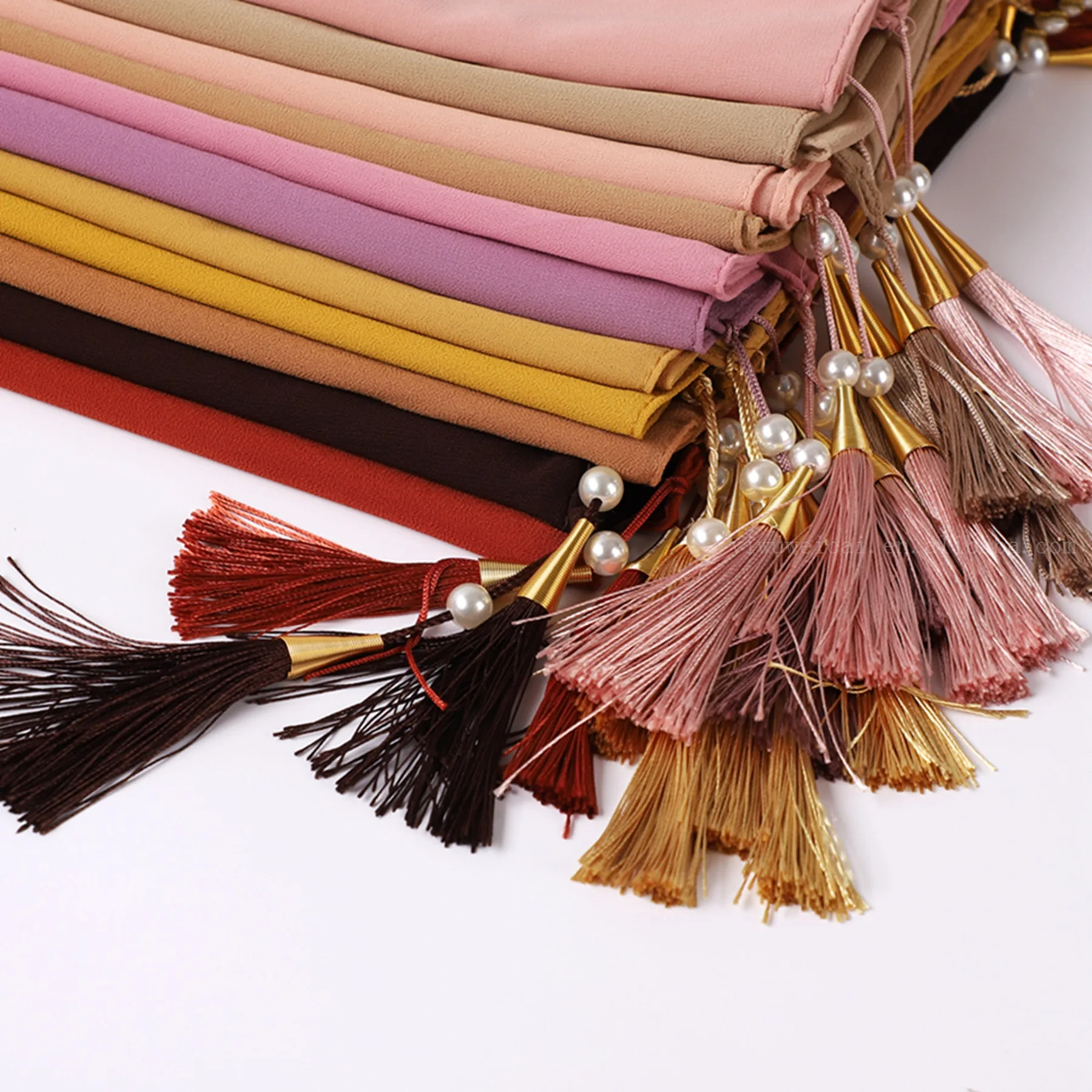 Пузырь шифон хиджаб шарф Для женщин однотонные Цвет Длинный мягкий