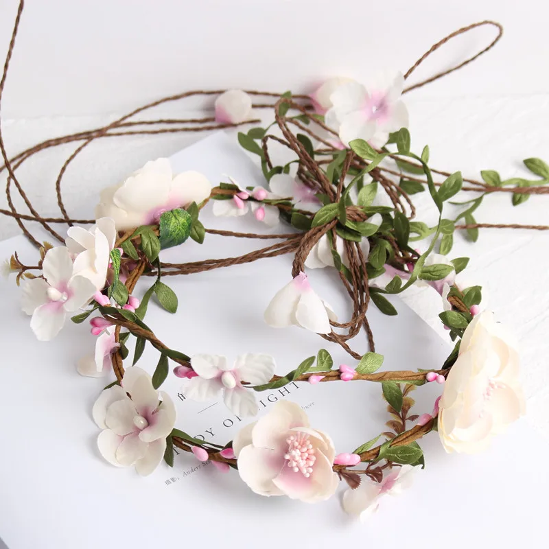 Сладкая Невеста Мори ротанг венок искусственный цветок головы волос с фото