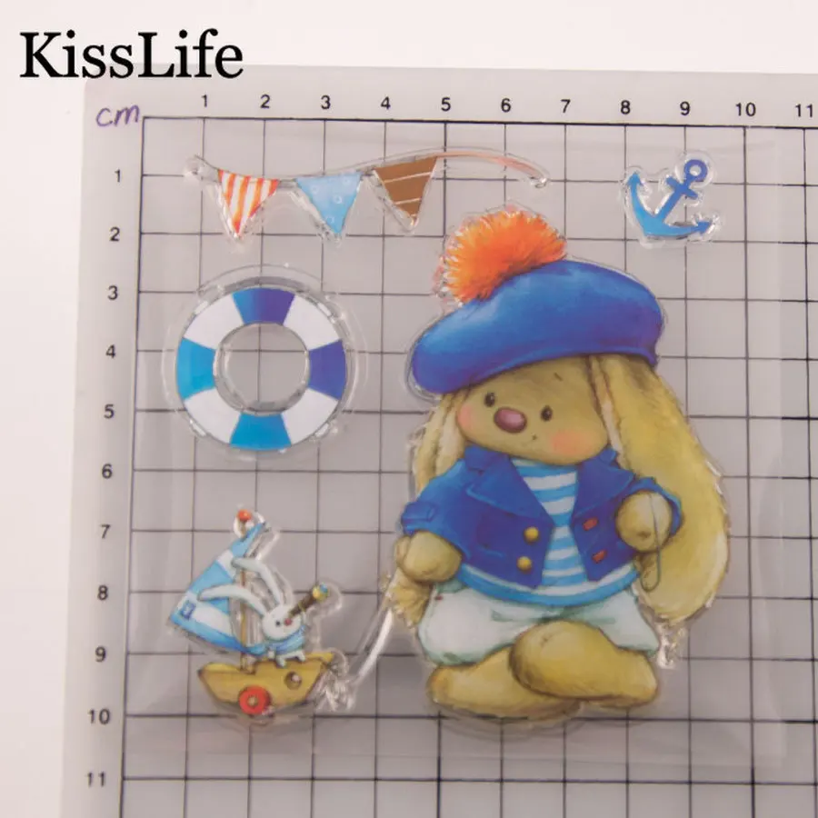 1 Sheet Cute Rabbits Swimming Laps Ship Clear Ribber Stamps for Scrapbooking Card Making Christmas Album Decors | Дом и сад