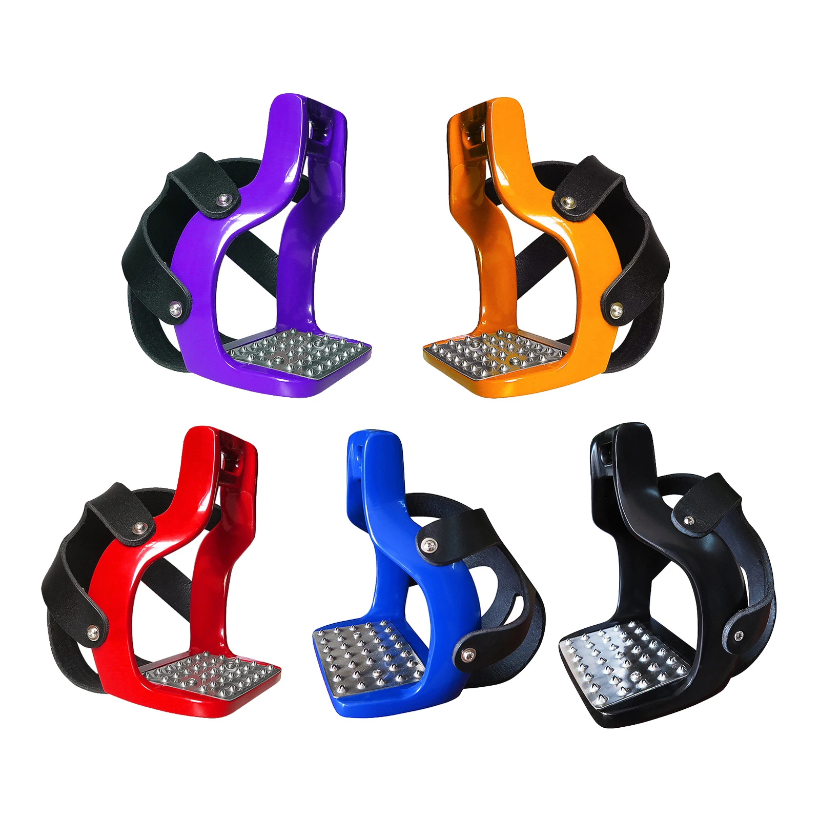 

Horse Riding Rainbow 5 Colors Safety Stirrups Flexible Die-Cast Aluminum Riding Tack Saddle with Net Cover Pedal