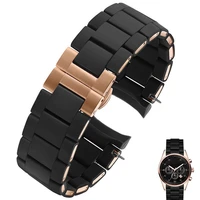 silicone rubber watchband for ar5890 ar5889 ar5858 ar5920 ar5868 ar8023 man 23mm woman 20mm steel in rubber watch band bracelet