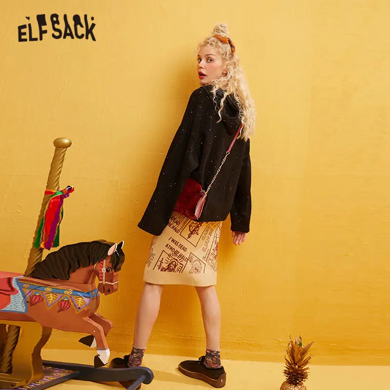 ELFSACK Camel Jesus трикотажные обтягивающие женские юбки с принтом зима 2019 новая яркая