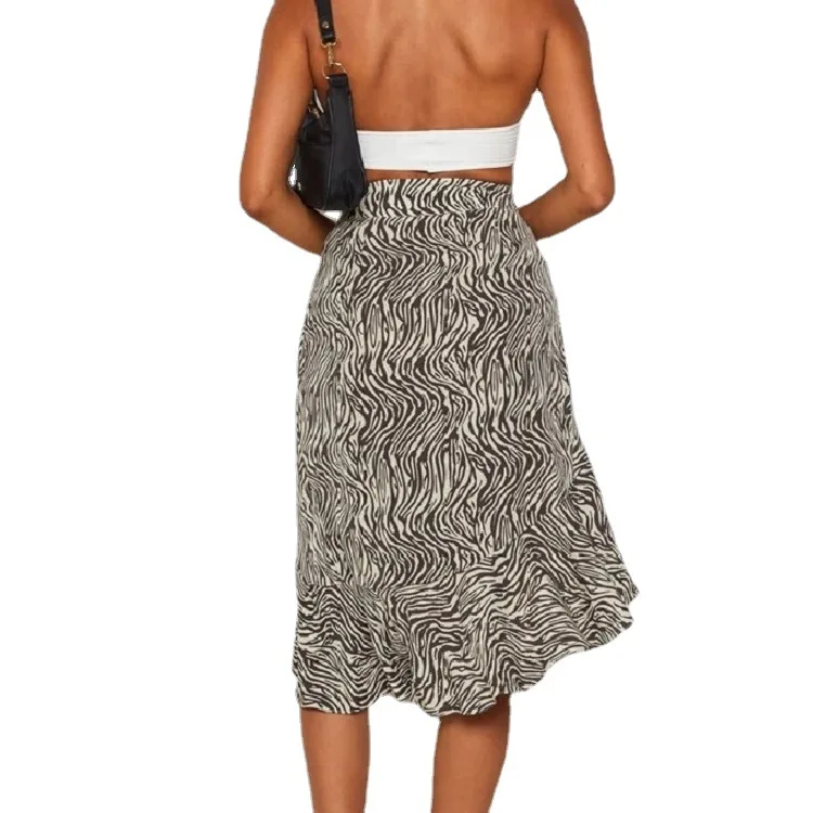 

summer women's dress 2021 European and American women's ins wind zebra print dovetail stitching skirt skirt