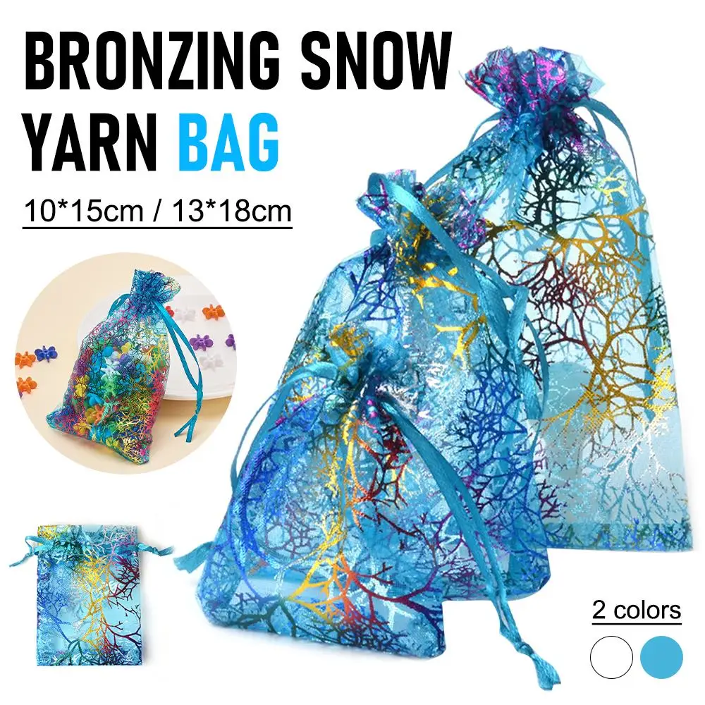 

10x15cm Coral Pattern Practical Beautiful Jewelry Pouches Organza Bags Drawstring Bag Coral Pattern Organza Bags Organza Bags