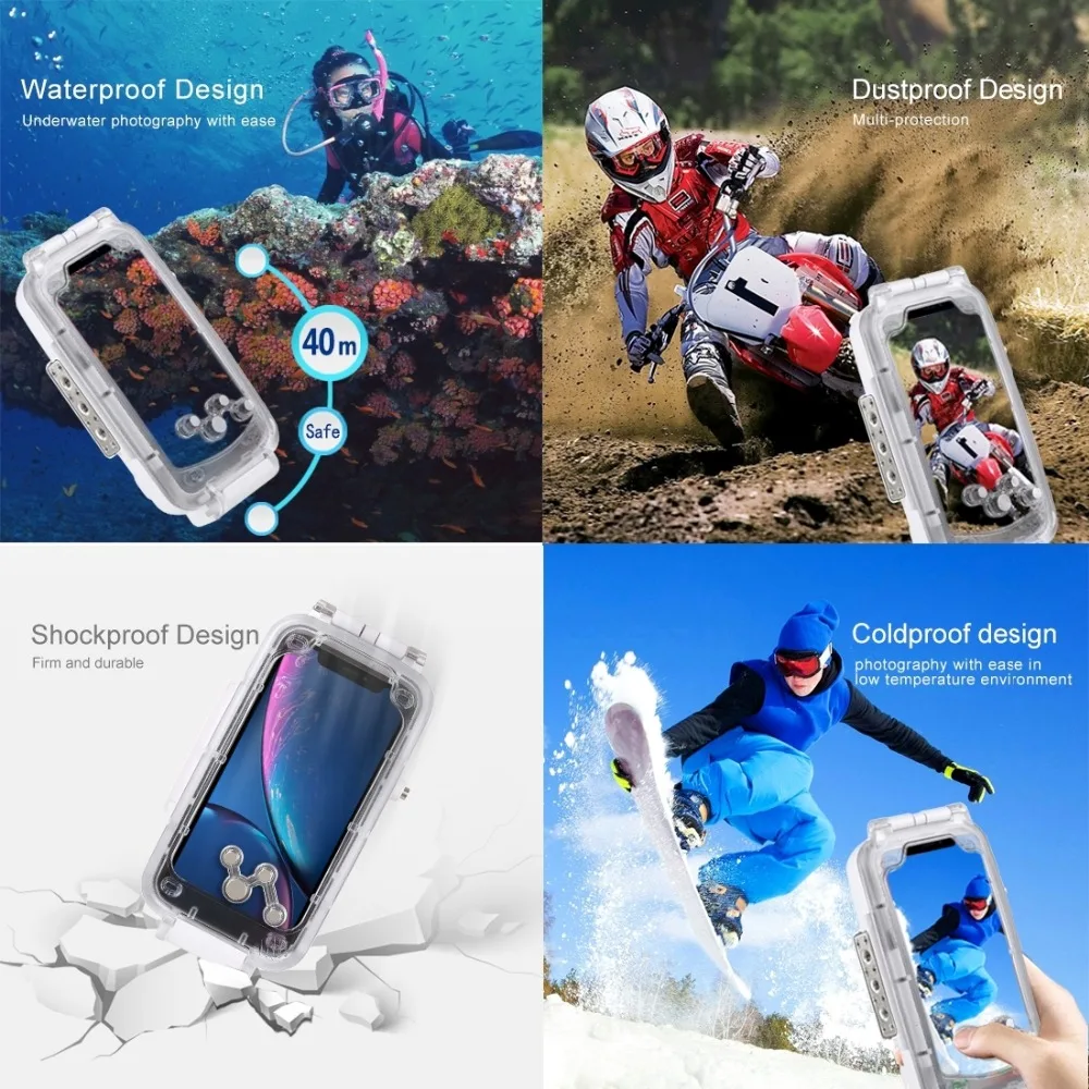 HAWEEL для iPhone XR Дайвинг телефон защитный чехол Подводный корпус 40 м/130 футов Серфинг Плавание Подводное плавание фото видео