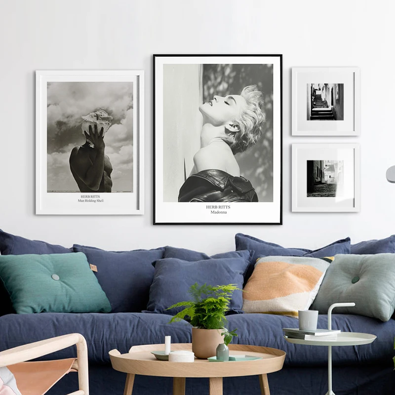 

Nordic Poster Portrait Art Black White Photo Realistic Modern simple Wall Canvas Painting for bedroom livingroom Home decor