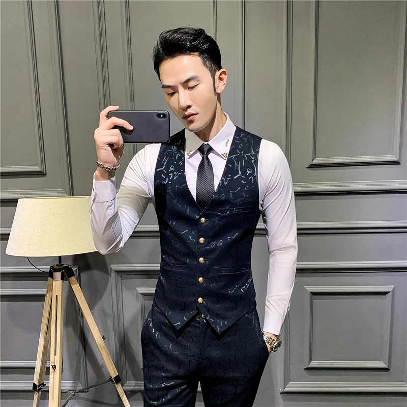 Золотой жилет с кнопками мужской костюм Homme без рукавов для свадебных церемоний