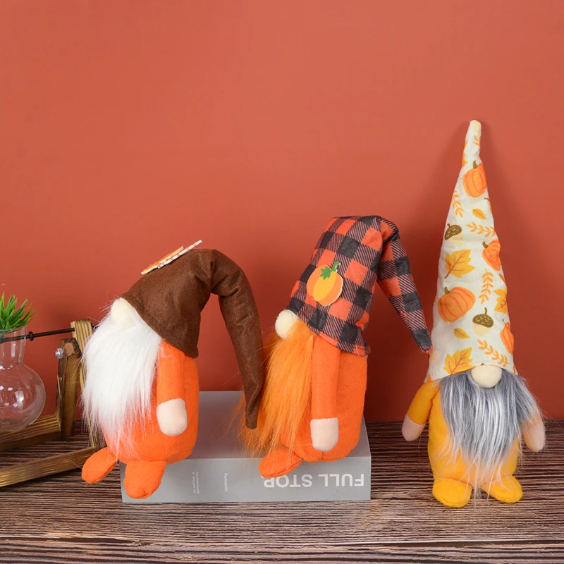 

Halloween Gnome Wizard Cute Pumpkin Head Faceless Doll Decoration Creative Dwarf Elf Home Decoration Desktop Ornaments