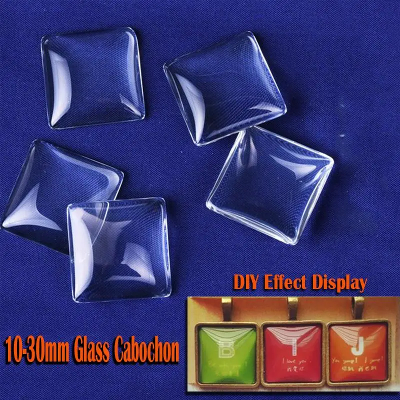 Прозрачные квадратные Кабошоны 10 шт./лот 30 мм прозрачная стеклянная плоская