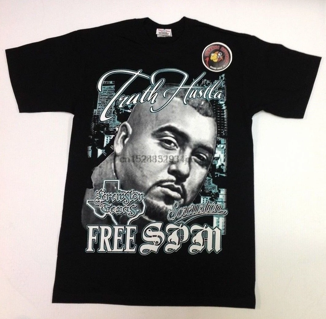 

Truth Hustla Free SPM Screwston Black Rap Shirt M XL 3XL SUC Piranha Records