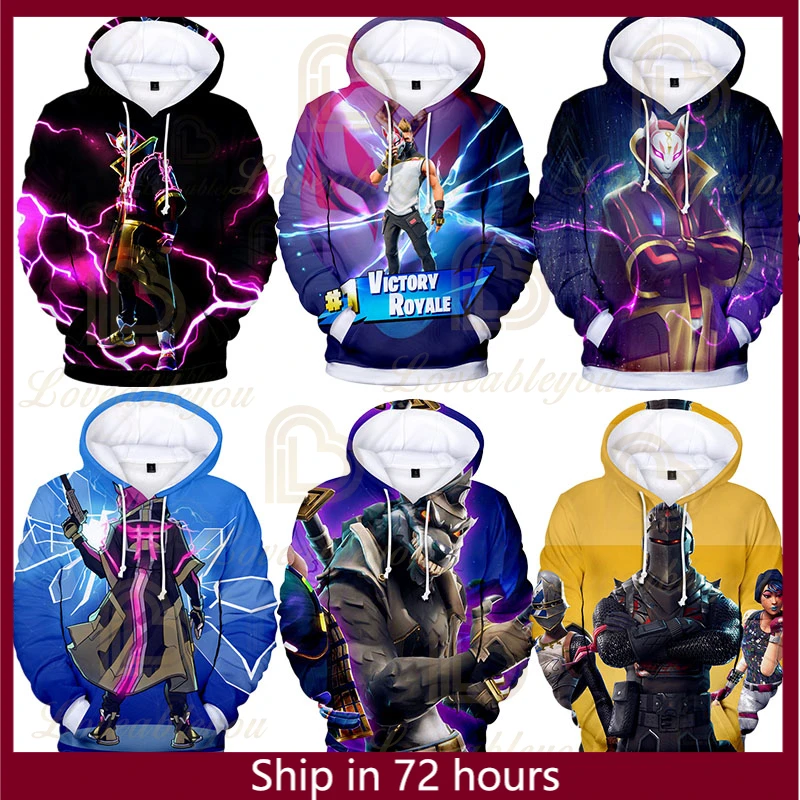 

2-14Y 3D Print Fornite Pattern Sweatshirts Men Women Harajuku Clothes Boys Kids Cosplay Hoodie Pullover Hip Hop Warm Clothes
