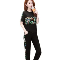 trending products women summer clothing lady clothes set leisure 2 piece set sporting suit female printing t shirt pants 1642