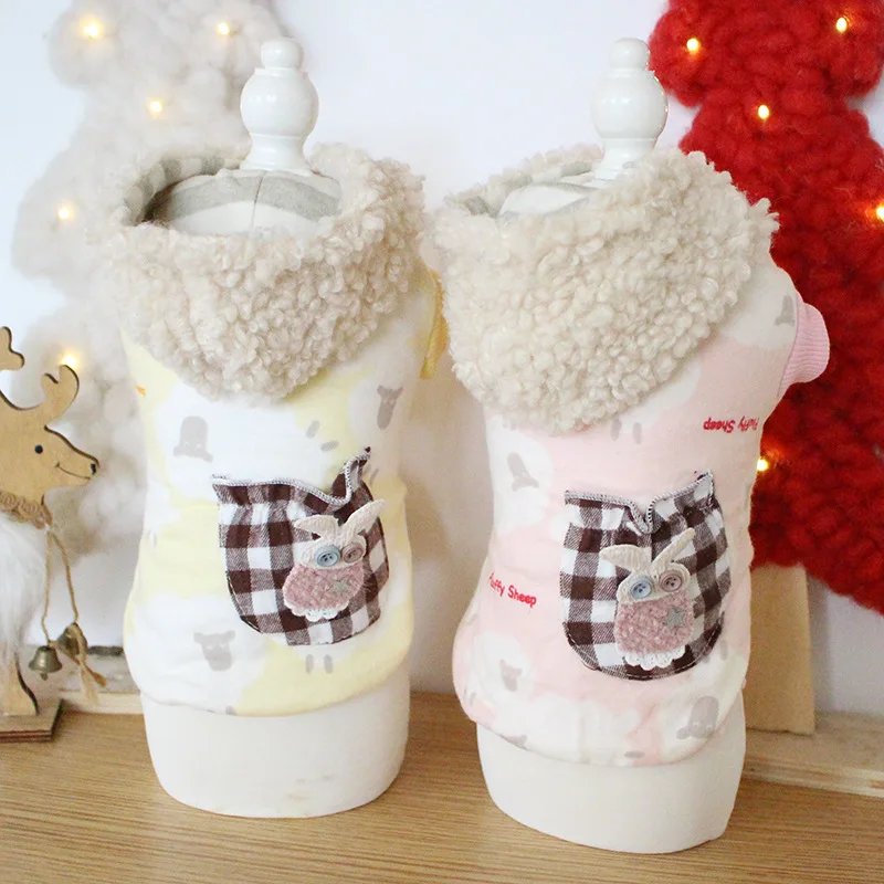 Одежда для собак жилет с овечьей сеткой кошек и зимняя теплая куртка домашних