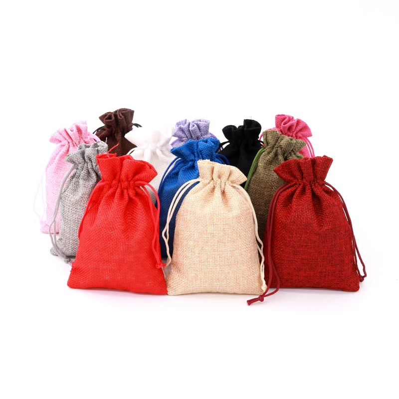 

50pcs Multi-color Jute Drawstring Gift Bags Sacks Wedding Birthday Party Favors Drawstring Gift Bags jewelry packaging display