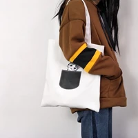new cute canvas womens shoulder bag all match canvas bag female student light book bag lady shopping handbag