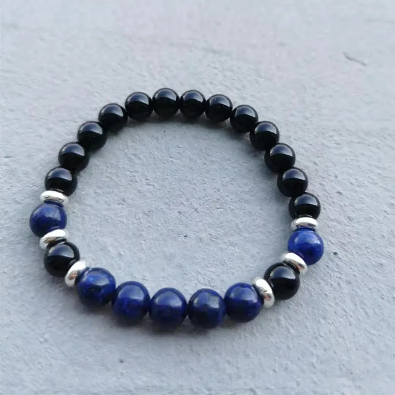 SR мощный мужской браслет Высокое качество 8 мм Энергетический Браслет из черного