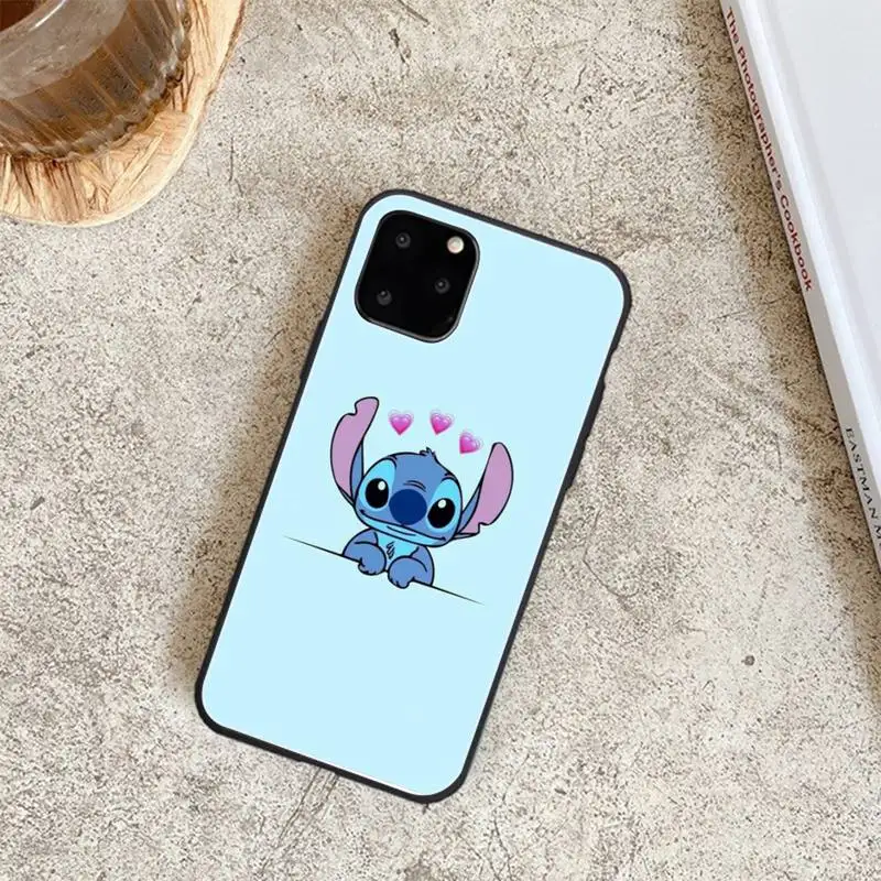

Black Soft Phone Cases For Iphone 6 6s 7 8 Plus XR X XS XSmax 11 12 Pro Mini Max Cute Stitch