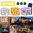 Гирлянда на солнечной батарее, 100200 светодиодный, водонепроницаемая, светильники, лампа с солнечной батареей